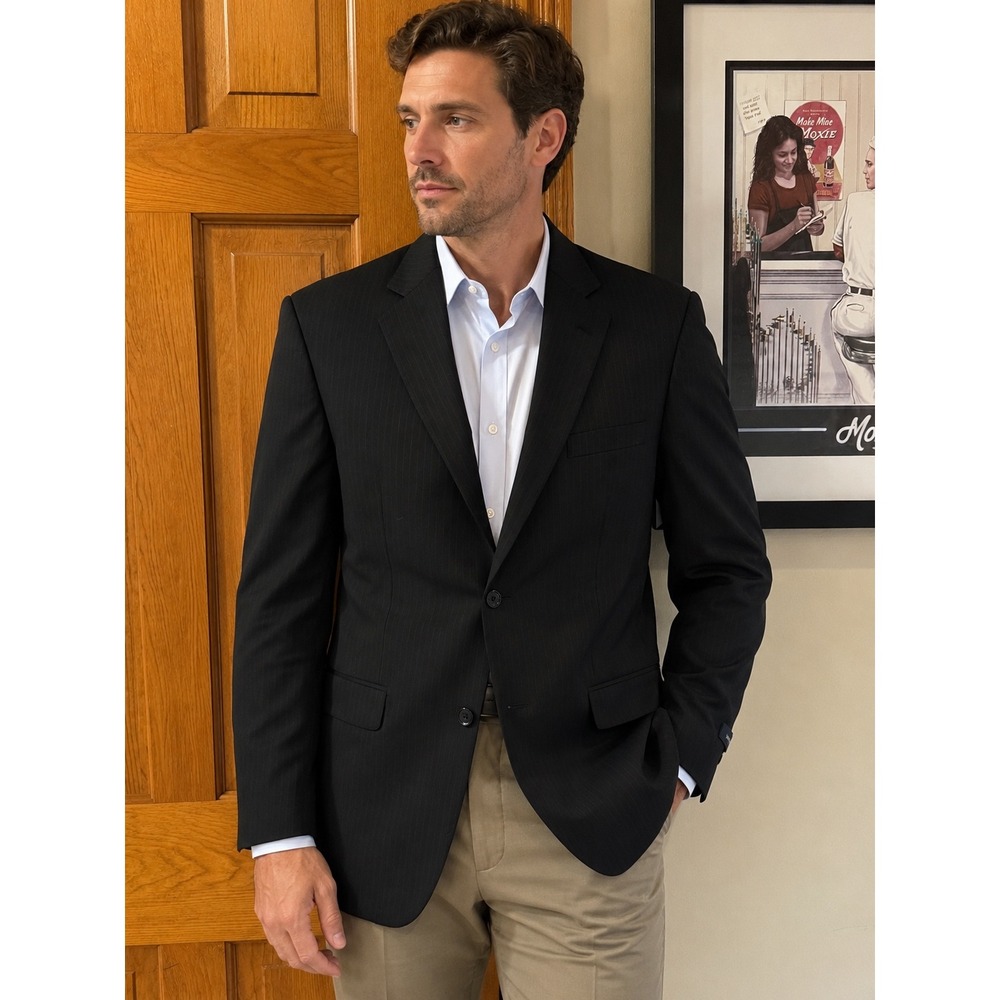 Louis Feraud Paris Super 120s Wool Pinstripe Blazer Sport Coat 56R NWT Italy